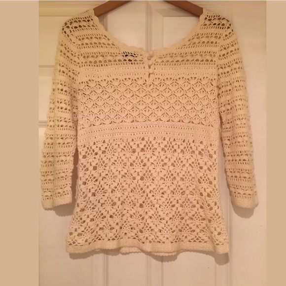 Lucky Brand Crochet White Top . 100% Cotton. - Picture 5 of 7